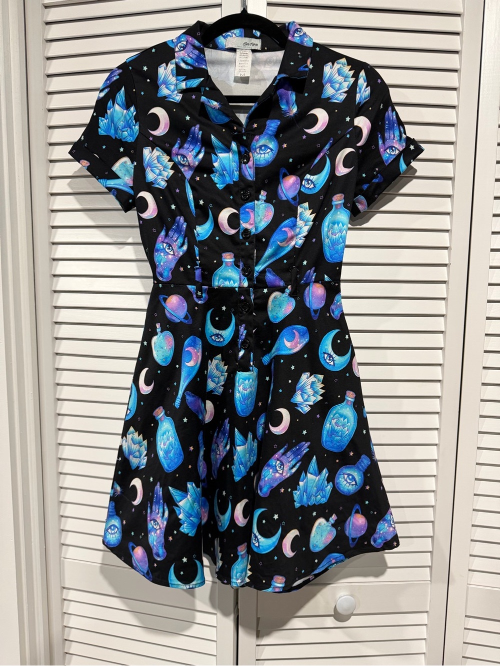 Mystic Moon & Crystals Mini Shirtwaist Dress